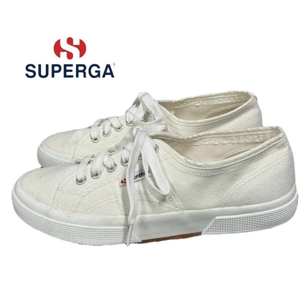 Superga 2750 Cotu Women's White Canvas Lace Sneakers 41  9.5